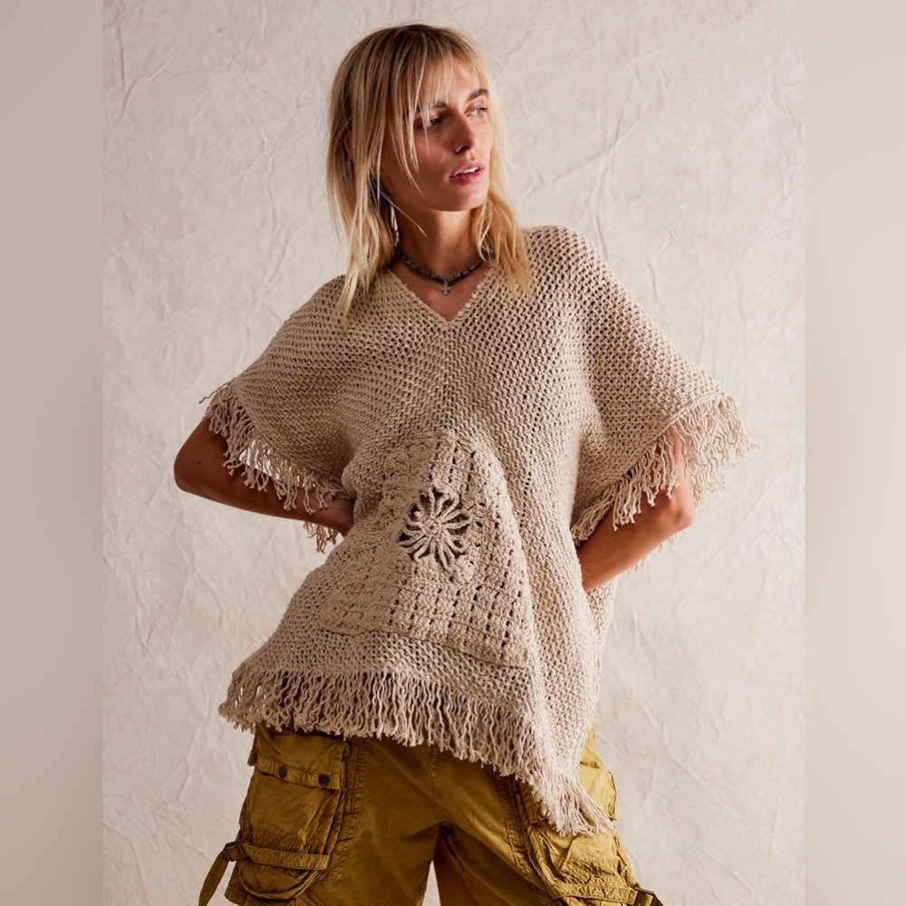 Free People Topanga Crochet Poncho